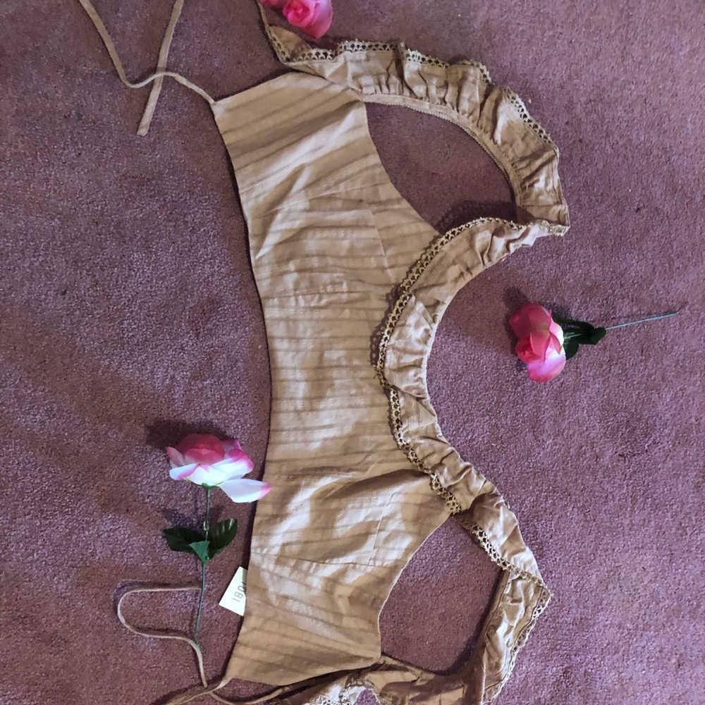 Beige Tie up Crop Top